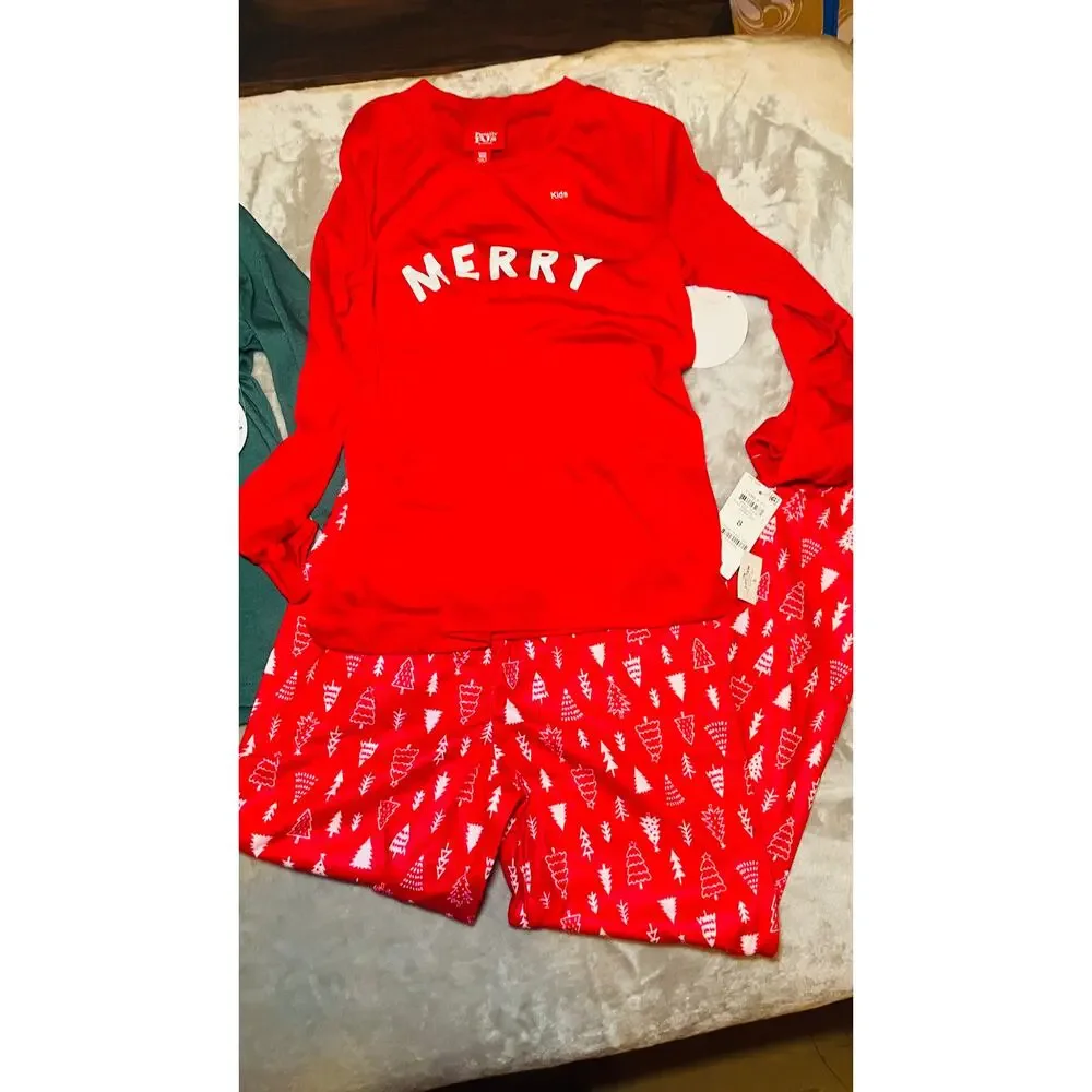 Family PJs Boys Size 8 Christmas Pajamas Lot of 2 Merry Elf Holiday Sets NWT